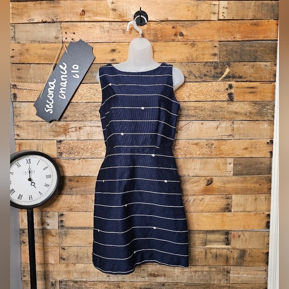 The limited women's navy blue dress with stripes size 6 - Picture 1 of 13